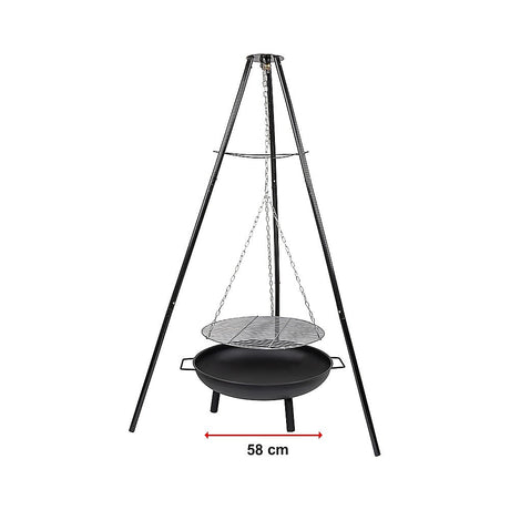 Tripod Cast Iron & Steel Fire Pit BBQ