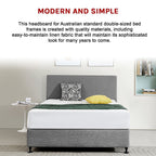 Linen Fabric Double Bed Deluxe Headboard Bedhead - Night Ash