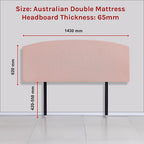 Linen Fabric Double Bed Curved Headboard Bedhead - Pale Pink