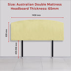 Linen Fabric Double Bed Curved Headboard Bedhead - Sulfur Yellow