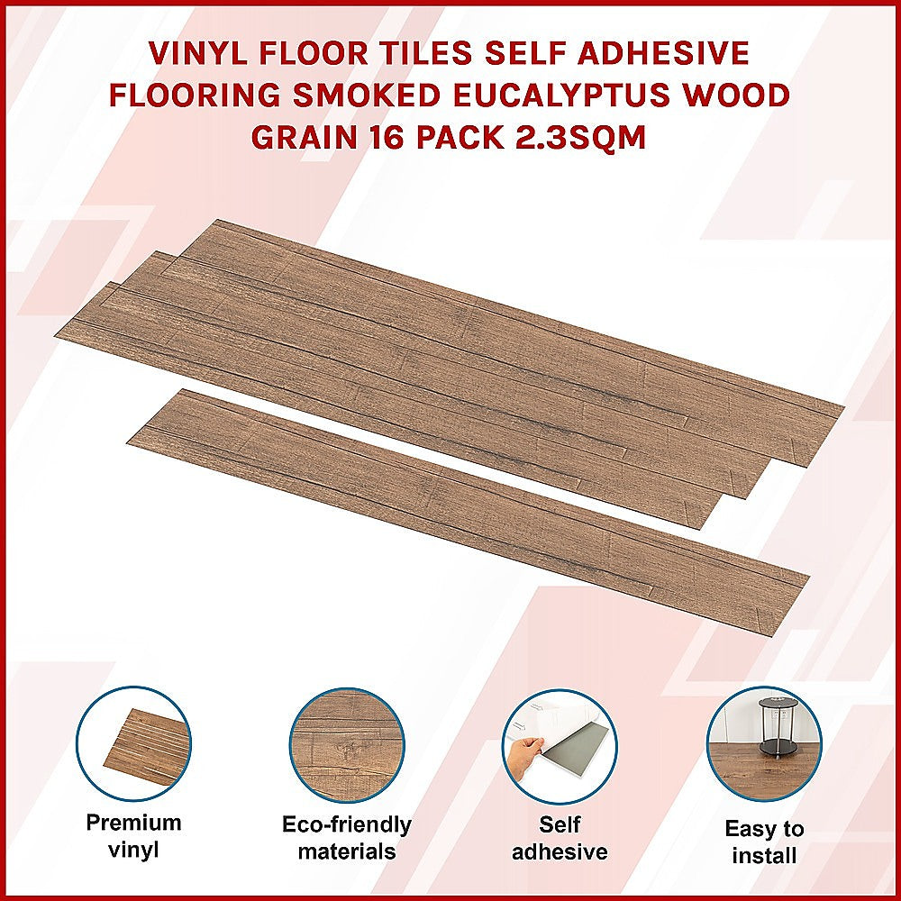 Self-Adhesive Smoked Eucalyptus Vinyl Tiles 16 Pack