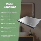 Rectangular Mirror LED Anti-Fog Illuminated Bathroom Living Room - 90x70cm