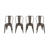Vintage Metal Stackable Dining Chairs Set of 4