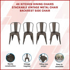 Vintage Metal Stackable Dining Chairs Set of 4