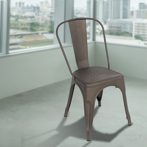 Vintage Metal Stackable Dining Chairs Set of 4