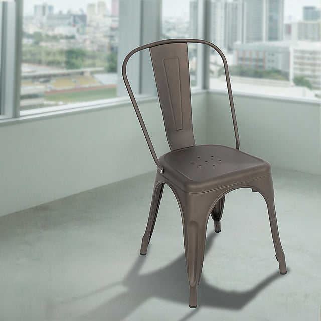 Vintage Metal Stackable Dining Chairs Set of 4