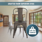 Vintage Metal Stackable Dining Chairs Set of 4