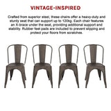 Vintage Metal Stackable Dining Chairs Set of 4