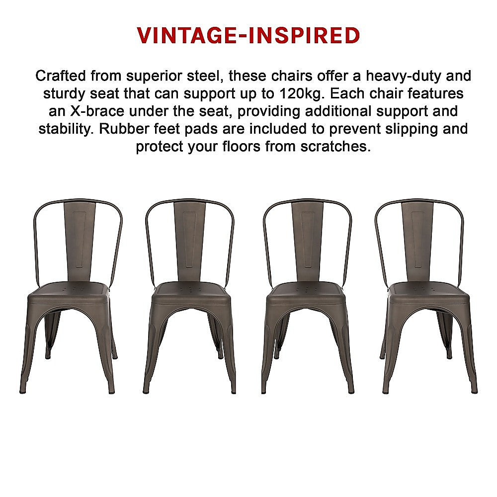 Vintage Metal Stackable Dining Chairs Set of 4