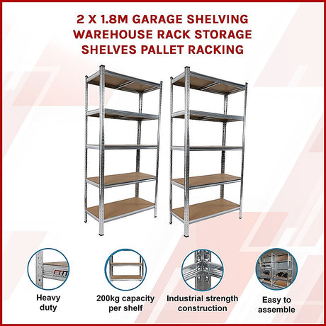 Heavy-Duty 5-Tier Garage Shelving Rack Set