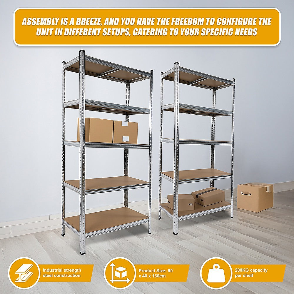 Heavy-Duty 5-Tier Garage Shelving Rack Set