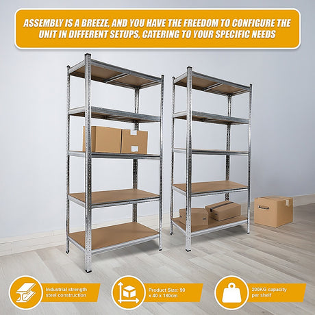 Heavy-Duty 5-Tier Garage Shelving Rack Set