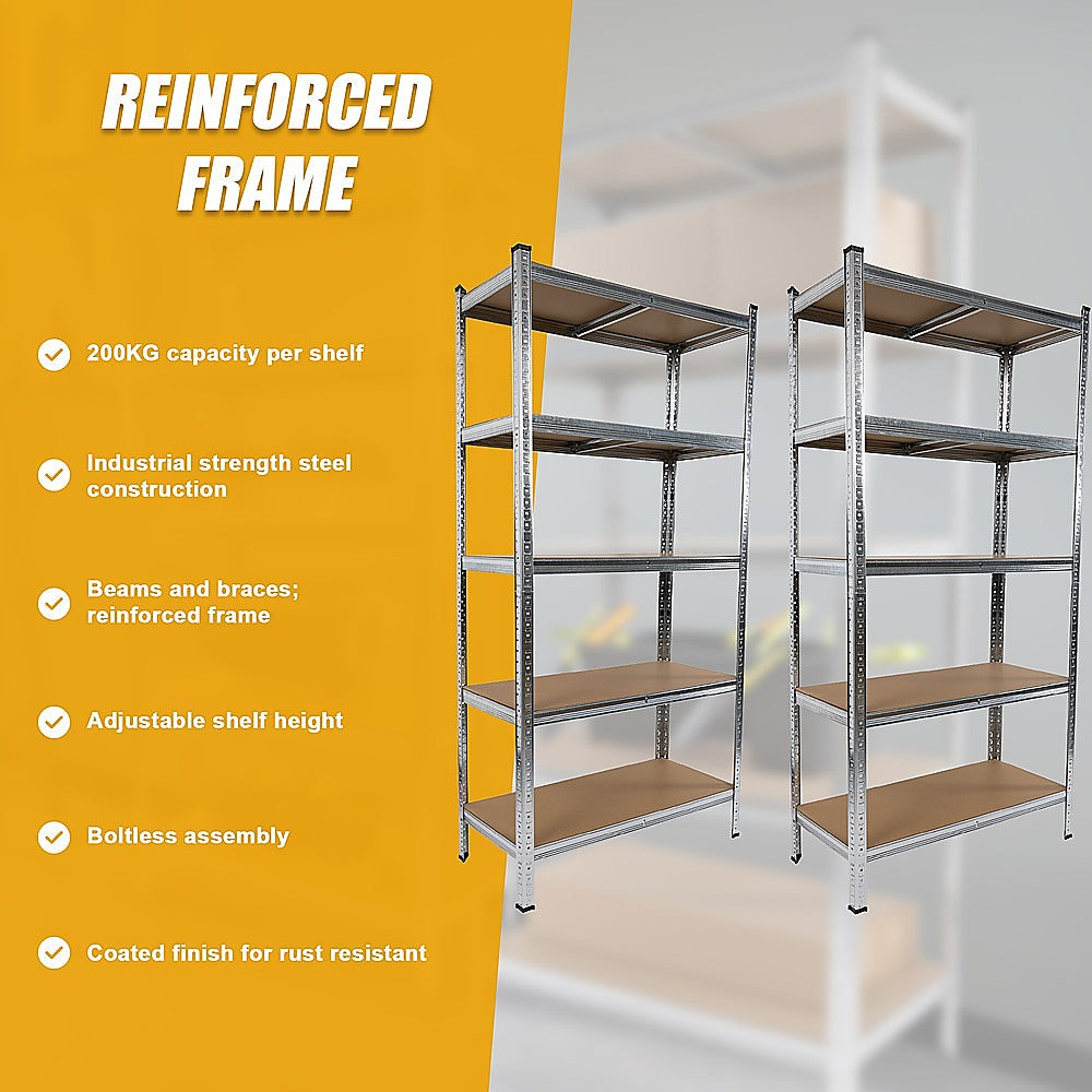 Heavy-Duty 5-Tier Garage Shelving Rack Set