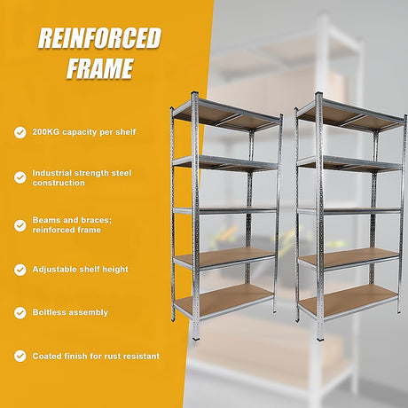 Heavy-Duty 5-Tier Garage Shelving Rack Set