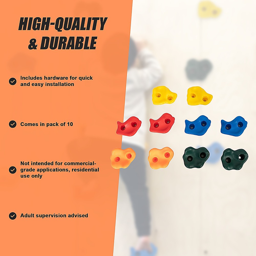 Deluxe 10-Piece Kids Rock Climbing Holds