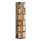 360 Rotating Bamboo Bookshelf in Dark Wood