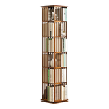 360 Rotating Bamboo Bookshelf in Dark Wood