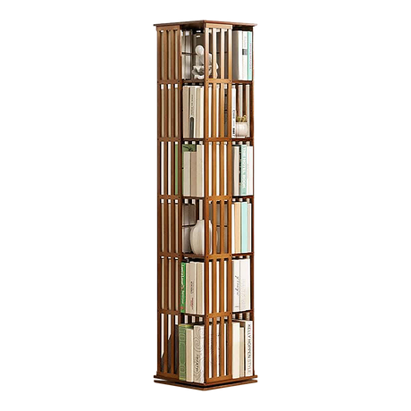 360 Rotating Bamboo Bookshelf in Dark Wood