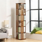 360 Rotating Bamboo Bookshelf in Dark Wood
