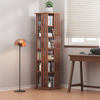 360 Rotating Bamboo Bookshelf in Dark Wood