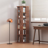 360 Rotating Bamboo Bookshelf in Dark Wood