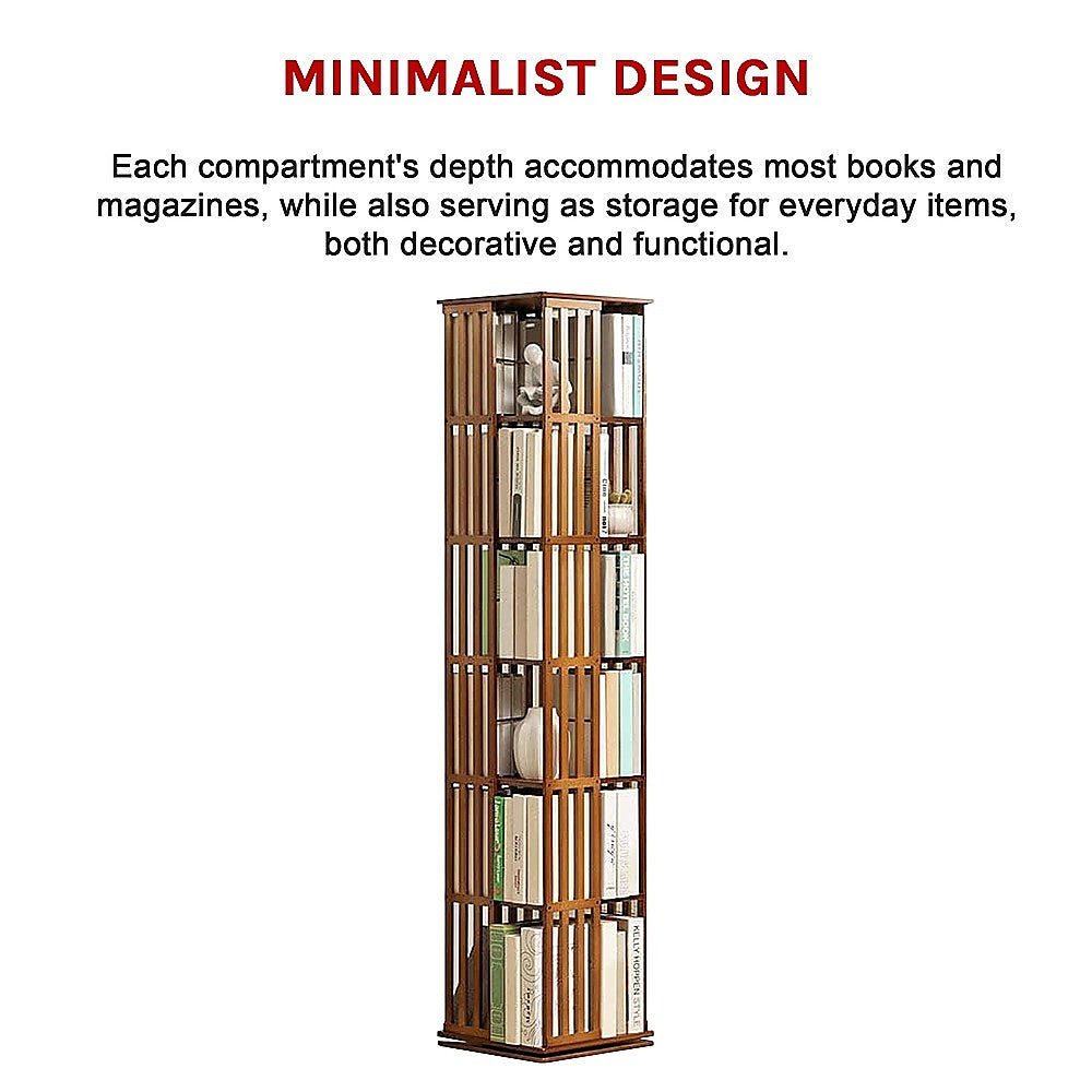 360 Rotating Bamboo Bookshelf in Dark Wood