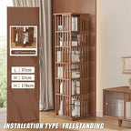 360 Rotating Bamboo Bookshelf in Dark Wood