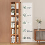 360 Rotating Bamboo Bookshelf in Dark Wood