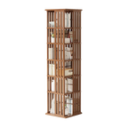 360 Rotating Bamboo Bookshelf in Dark Wood