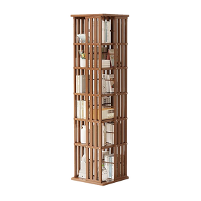 360 Rotating Bamboo Bookshelf in Dark Wood