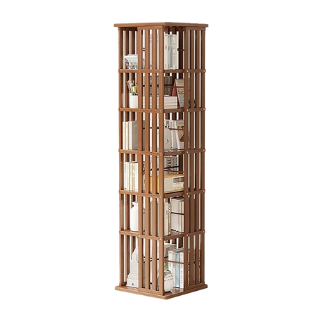 360 Rotating Bamboo Bookshelf in Dark Wood