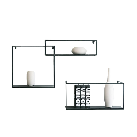 Retro Industrial Floating Shelves - Black Metal