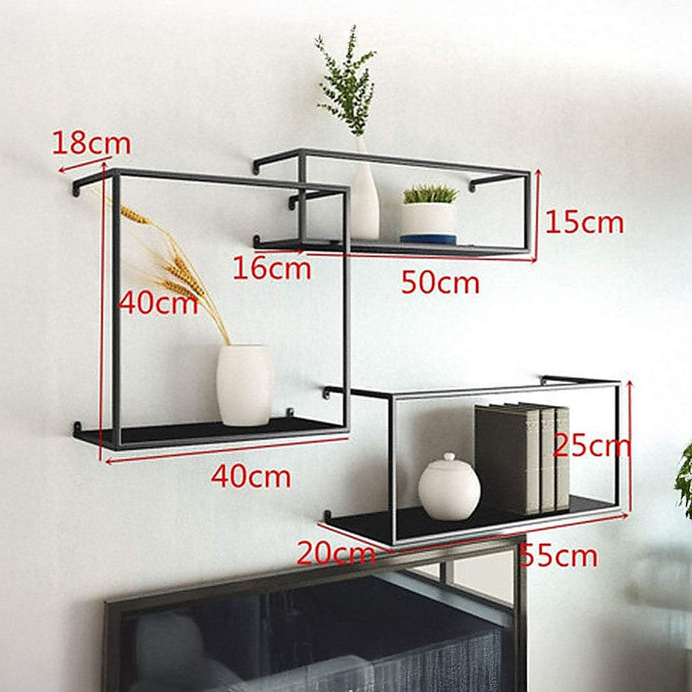 Retro Industrial Floating Shelves - Black Metal