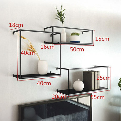 Retro Industrial Floating Shelves - Black Metal