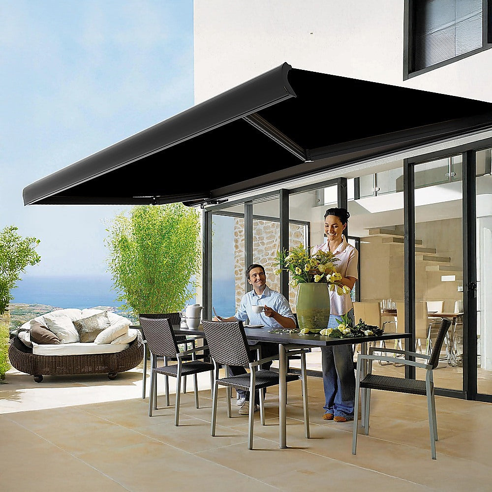 5.0m x 3.0m Retractable Folding Arm Awning Heavy Duty Full Cassette Motorised