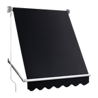 Retractable Fixed Pivot Arm Window Awning Patio Garden Blinds 2.4m x 2.1m Black