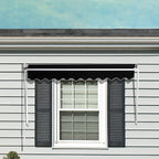Retractable Fixed Pivot Arm Window Awning Patio Garden Blinds 2.4m x 2.1m Black
