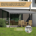 Outdoor Folding Arm Awning Retractable Sunshade Canopy Grey 3.0m x 2.5m
