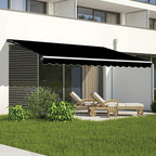 Outdoor Folding Arm Awning Retractable Sunshade Canopy Black 5.0m x 2.5m