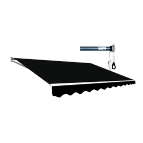Motorised Outdoor Folding Arm Awning Retractable Sunshade Canopy Black 5.0m x 2.5m