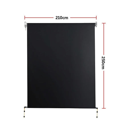 Retractable Straight Drop Roll Down Awning Garden Patio Screen 2.1X2.5M