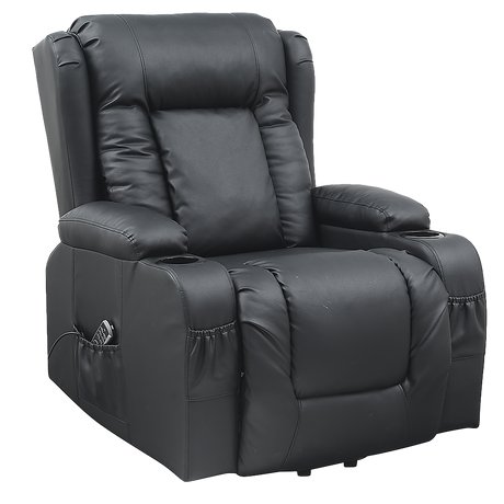 Lift Heated Leather Recliner with Electric Massage and USB Port