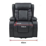 Lift Heated Leather Recliner with Electric Massage and USB Port