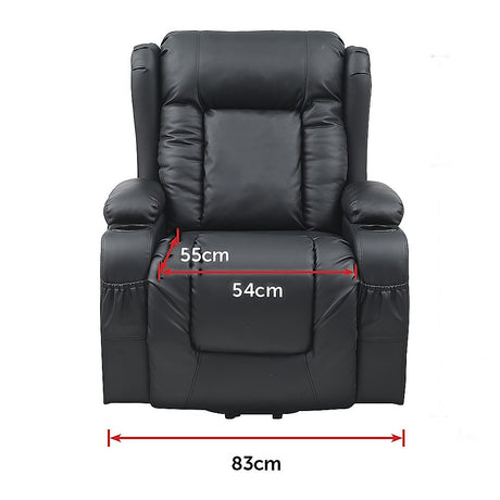 Lift Heated Leather Recliner with Electric Massage and USB Port
