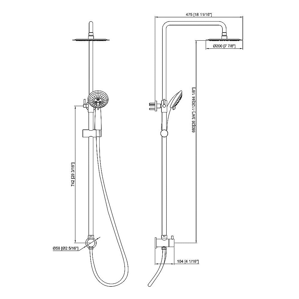 WELS 8" Dual Head Rain Shower Set