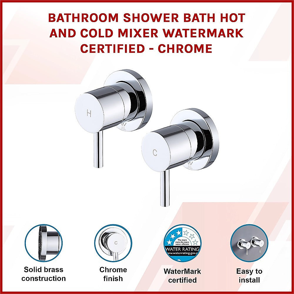 Bathroom Shower Bath Hot and Cold Mixer WATERMARK Certified in Chrome
