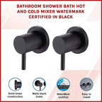 Bathroom Shower Bath Hot and Cold Mixer WATERMARK Certified in Black
