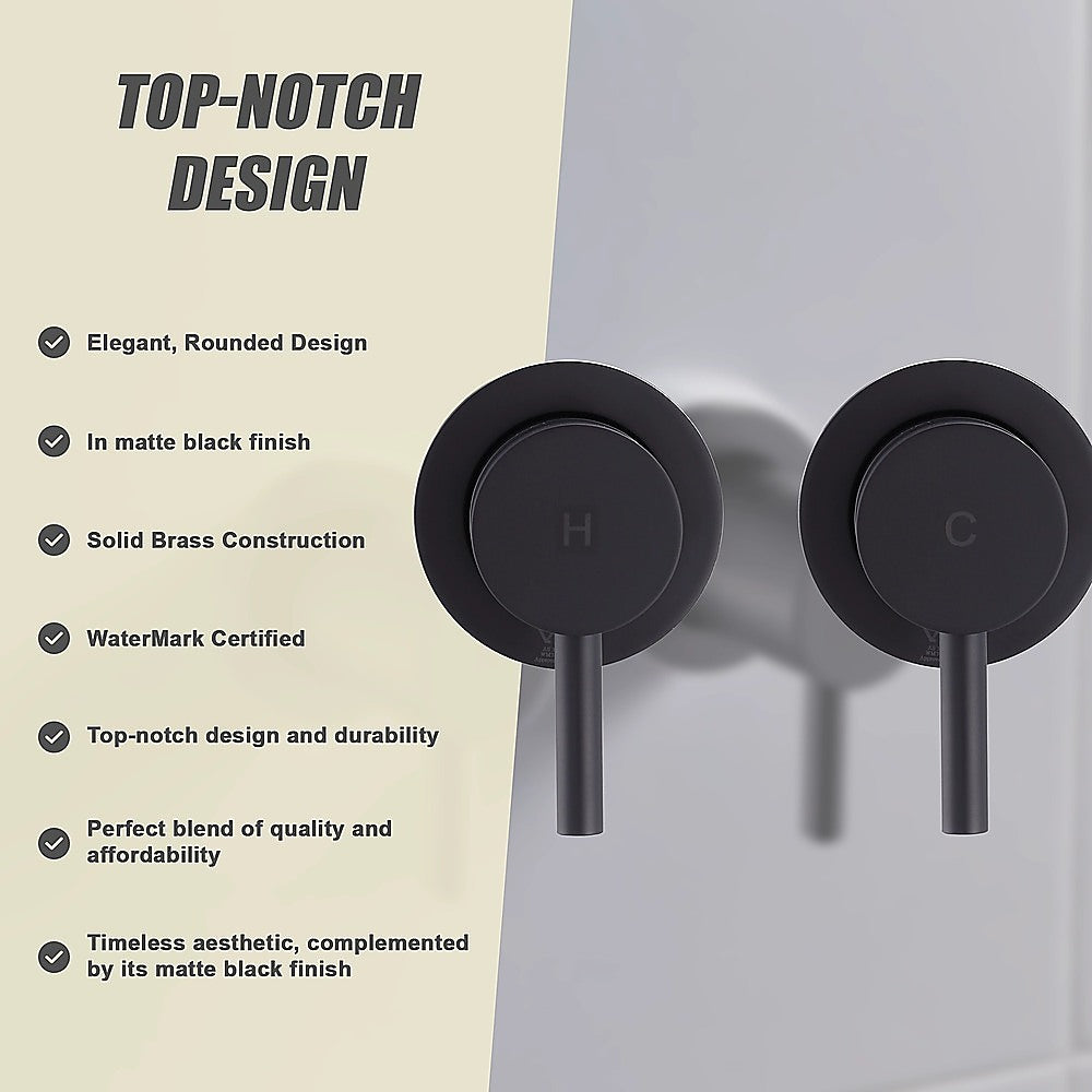 Bathroom Shower Bath Hot and Cold Mixer WATERMARK Certified in Black