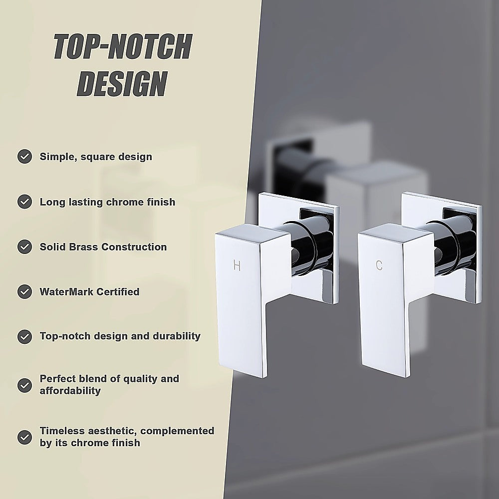Bathroom Shower Bath Hot and Cold Square Mixer WATERMARK Certified in Chrome