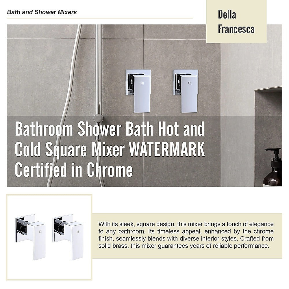 Bathroom Shower Bath Hot and Cold Square Mixer WATERMARK Certified in Chrome